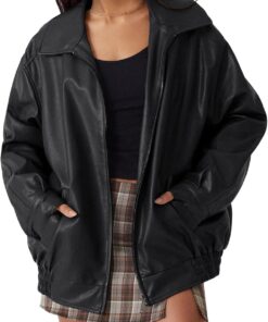 Trendy Queen Womens Leather Jackets Oversized Faux Motorcycle Plus Size Moto Biker Coat Fall Outfits Fashion Clothes 2025