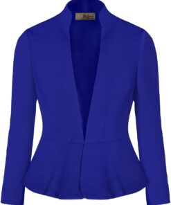 Hybrid & Company Women's Casual Work Office Elegant Open Front Premium Nylon Blazer Jacket
