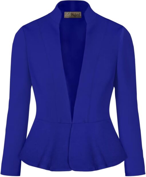 Hybrid & Company Women's Casual Work Office Elegant Open Front Premium Nylon Blazer Jacket