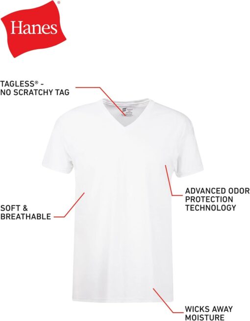 Hanes Ultimate Men's 6-Pack Best V-Neck T-Shirt - Image 2
