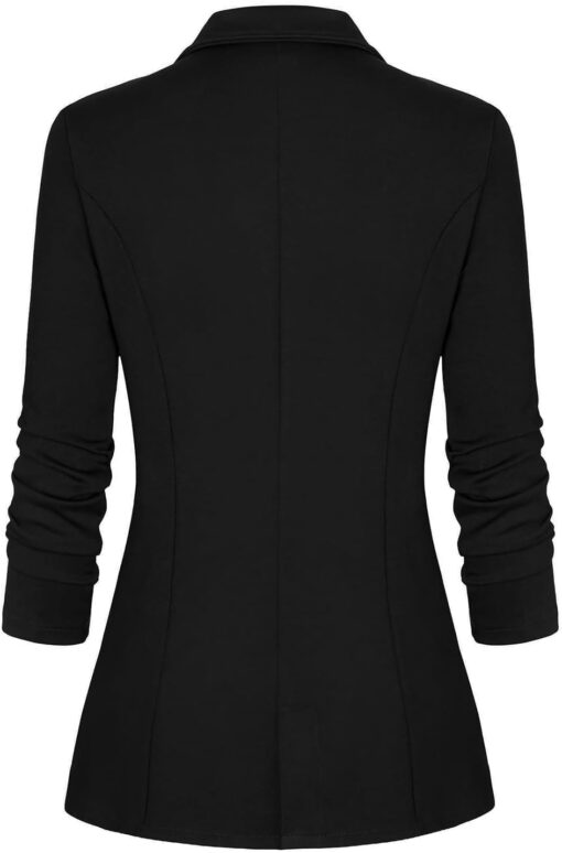 Genhoo Women's Long Sleeve Blazer Open Front Cardigan Jacket Work Office Blazer with Zipper Pockets S-3XL - Image 2