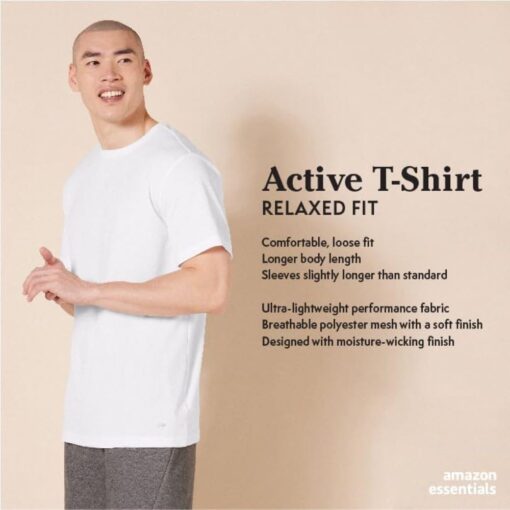 Amazon Essentials T-Shirts for Men, Active Performance Tech, Available in Big & Tall, Pack of 2 - Image 2