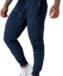 Mens Active Athletic Workout Jogger Sweatpants for Men with Zipper Pocket and Drawstring Size S-2XL