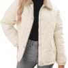 Dokotoo Women's Winter Casual Quilted Jackets Long Sleeve Button Down Puffer Jacket Padded Outerwear Coats