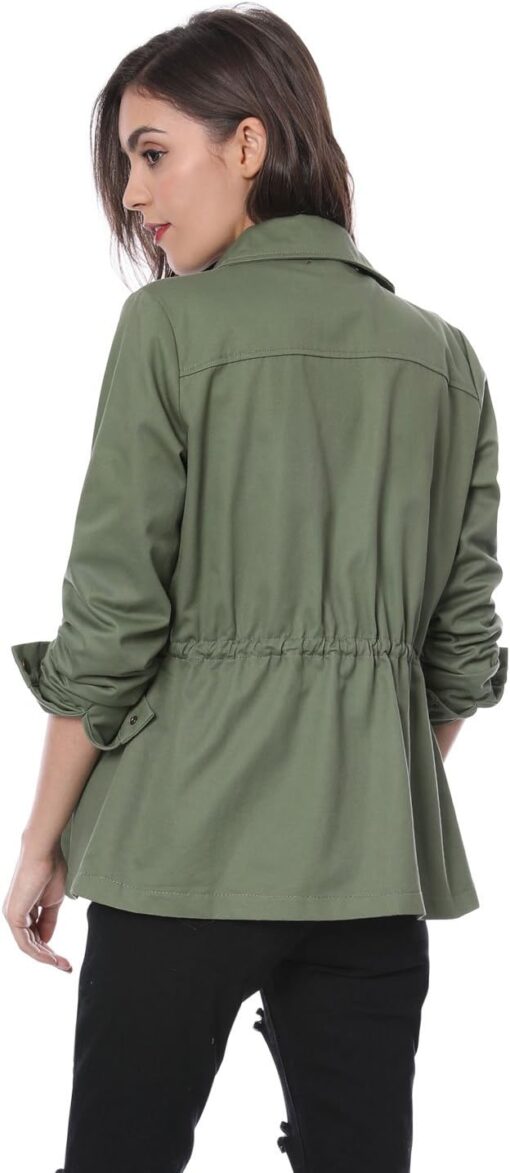 Allegra K Women's Utility Jacket Drawstring Waist 2025 Spring Flap Pockets Lightweight Jackets - Image 5