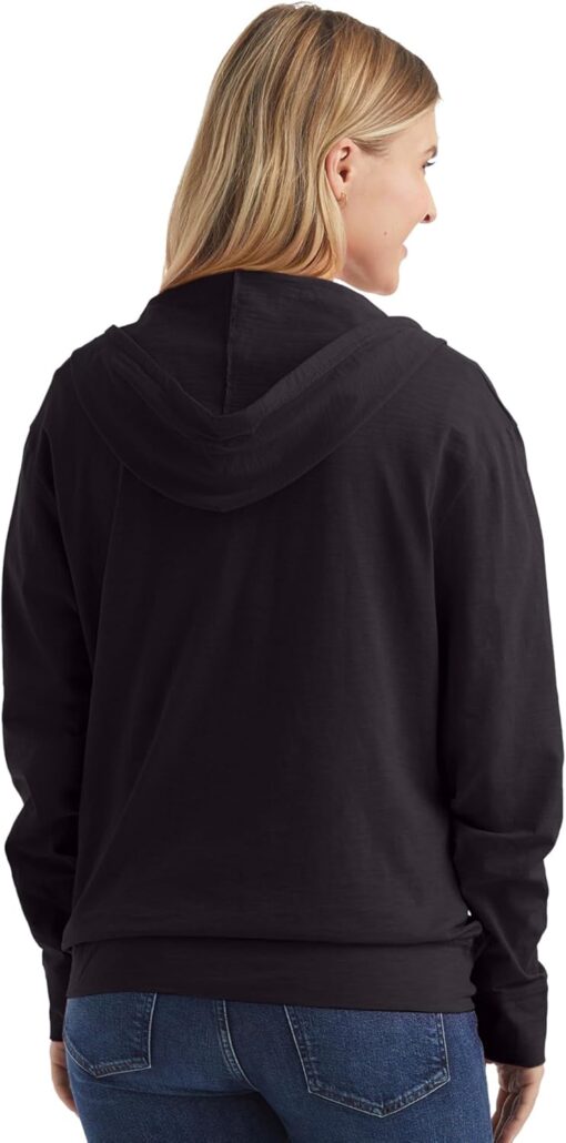 Hanes Women’s Slub Knit Full-Zip Hoodie, Textured Cotton Zip-Up T-Shirt Hoodie for Women - Image 2