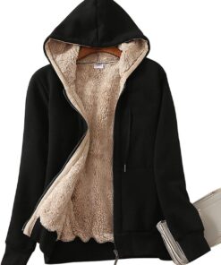 Yeokou Women's Casual Full Zip Up Sherpa Lined Hoodie Sweatshirt Jacket Coat