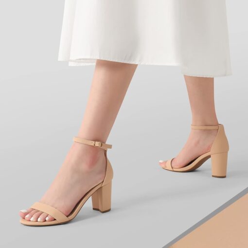 DREAM PAIRS Women's Chunk Low Heel Pump Sandals - Image 5