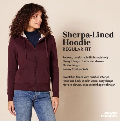 Amazon Essentials Women's Sherpa-Lined Fleece Full-Zip Hooded Jacket (Available in Plus Size) - Image 2