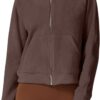 QINSEN Womens Full Zipper Hoodies Fleece Lined Collar Pullover Cozy Long Sleeve Sweatshirts