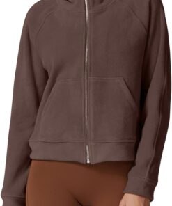 QINSEN Womens Full Zipper Hoodies Fleece Lined Collar Pullover Cozy Long Sleeve Sweatshirts