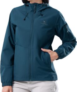 CAMELSPORTS Women's Rain Jacket Lightweight Windbreaker Hooded Raincoat Windproof Coat Shell for Outdoor Hiking