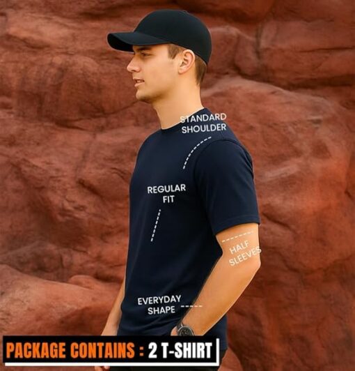 Sleepynuts Men's S to 3XL Premium Half Sleeve Round Neck Plain Combed Cotton Tshirt - Image 3