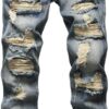 AITITIA Men's Ripped Regular Fit Jeans