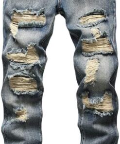 AITITIA Men's Ripped Regular Fit Jeans