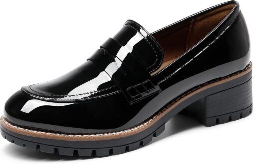 DREAM PAIRS Women's Platform Chunky Heeled Loafers, Womens Business Casual Shoes