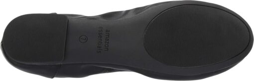 Amazon Essentials Women's Belice Slip On Ballet Flat, Black Faux Leather, 12 Wide - Image 4