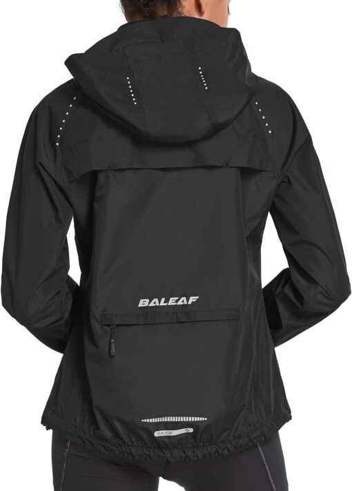 baleaf Women's Rain Jackets Waterproof Windbreaker Packable Running Lightweight Cycling Jacket Reflective Hooded