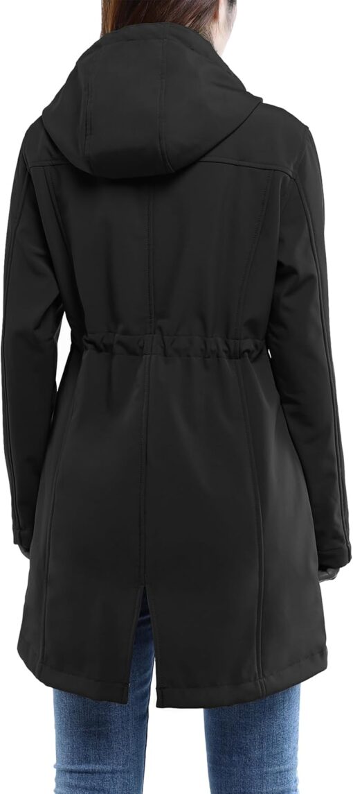 33,000ft Women's Softshell Long Jacket with Hood Fleece Lined Windproof Warm up Waterproof Windbreaker - Image 2