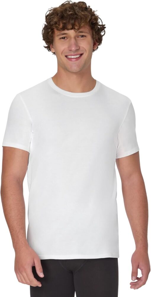 Hanes Men's Undershirt, Underarm Sweat Blocking Tee, White Crewneck T-Shirt, 3-Pack - Image 2