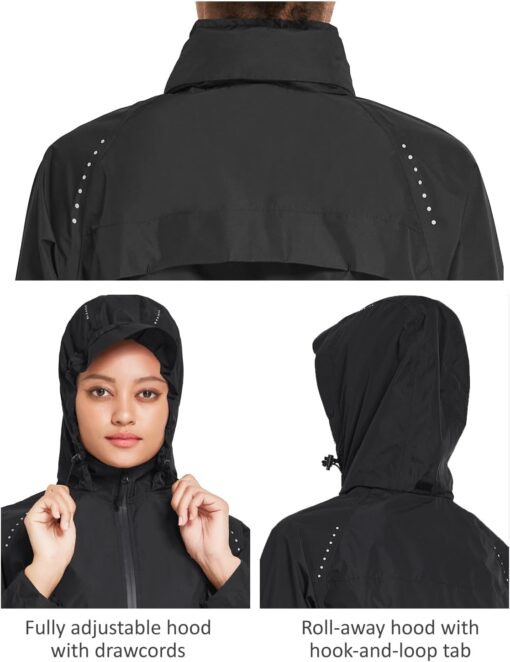 baleaf Women's Rain Jackets Waterproof Windbreaker Packable Running Lightweight Cycling Jacket Reflective Hooded - Image 5