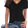 Imily Bela Womens V Neck T Shirts Lightweight Short Sleeve Tops Casual Basic Tees Trendy Summer Tshirt Loose Fit 2025