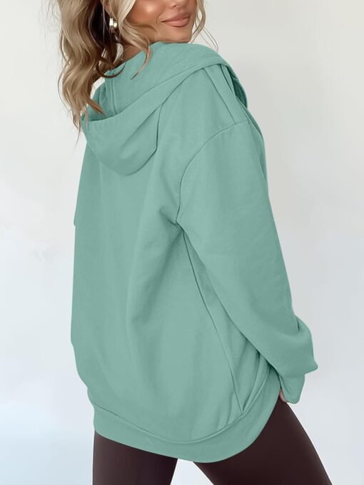 Women's Oversized Lightweight Hoodies for Women Full Zip Up Long Sleeve Drawstring Jackets - Image 2