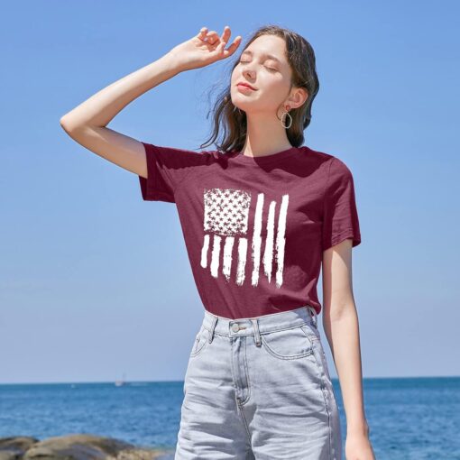 Patriotic Shirts for Women American Flag Shirt 4th of July Tshirt Graphic Tees Casual Short Sleeve Tee Top - Image 2
