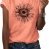 Cicy Bell Women's T Shirts Short Sleeve Tees Sunflower Graphic Loose Summer Tops