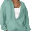 Women's Oversized Lightweight Hoodies for Women Full Zip Up Long Sleeve Drawstring Jackets