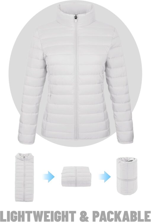 TACVASEN Womens Puffer Jacket Quilted Lightweight Stand Collar Zip Up Alternative Down Coat Warm Winter with 4 Pockets - Image 3