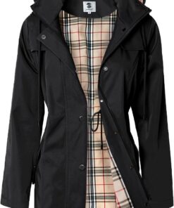 SaphiRose Women's Long Hooded Rain Jacket Outdoor Raincoat Windbreaker