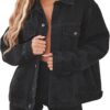 Jean Jacket for Women Distressed Long Sleeve Oversized Denim Trucker Jackets Coat