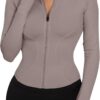 LUYAA Women's Workout Jacket Lightweight Zip Up Yoga Jacket Cropped Athletic Slim Fit Tops