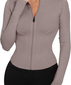 LUYAA Women's Workout Jacket Lightweight Zip Up Yoga Jacket Cropped Athletic Slim Fit Tops