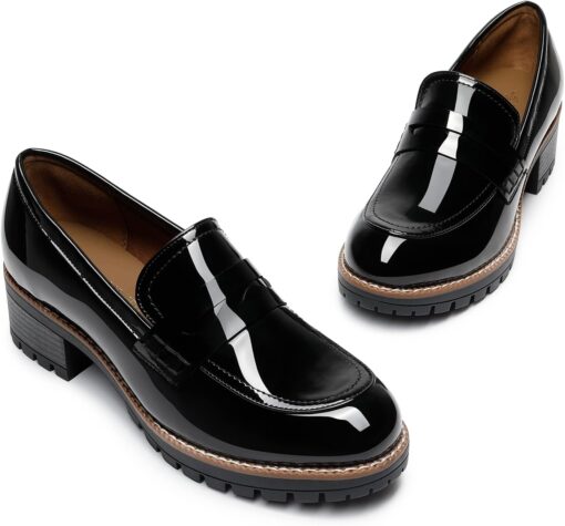 DREAM PAIRS Women's Platform Chunky Heeled Loafers, Womens Business Casual Shoes - Image 4