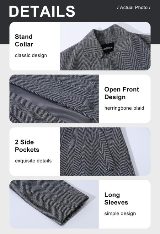 chouyatou Women's Casual Business Open Front Long Sleeve Notch Lapel Office Blazer Jacket - Image 4