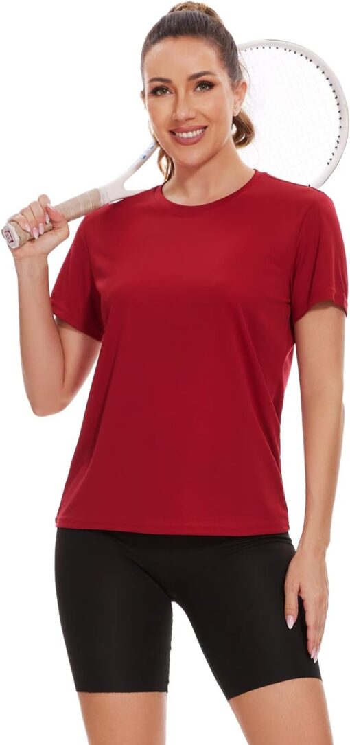 6 Pack Workout Tops for Women Short Sleeve UPF Sun Protection Athletic T Shirts Quick Dry Tennis Yoga Running Crew Neck Tee - Image 2