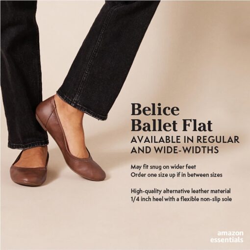 Amazon Essentials Women's Belice Slip On Ballet Flat, Beige, 8.5 Wide - Image 6