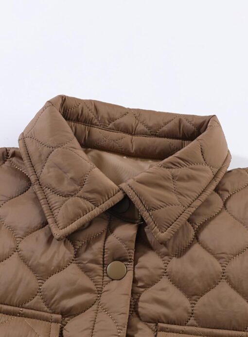 EVALESS Quilted Jackets for Women Lightweight Long Sleeve Button Down Puffer Jacket Warm Winter Coat Outerwear with Pockets - Image 7