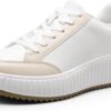 DREAM PAIRS Women Platform Chunky Lightweight Comfortable Casual Faux Leather Lace-Up Dee Walking Fashion Sneakers