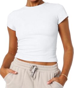 Women's Basic Summer Short Sleeve Crewneck T-Shirts Y2K Cute Going Out Tops Baby Tee