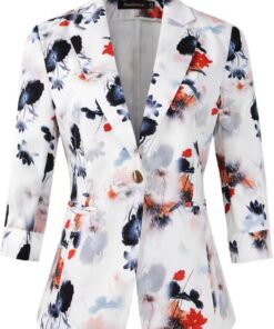 Beninos Womens Blazers 3/4 Sleeve Lightweight Office Work Blazer Jacket