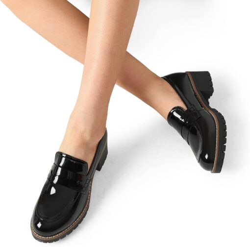 DREAM PAIRS Women's Platform Chunky Heeled Loafers, Womens Business Casual Shoes - Image 7