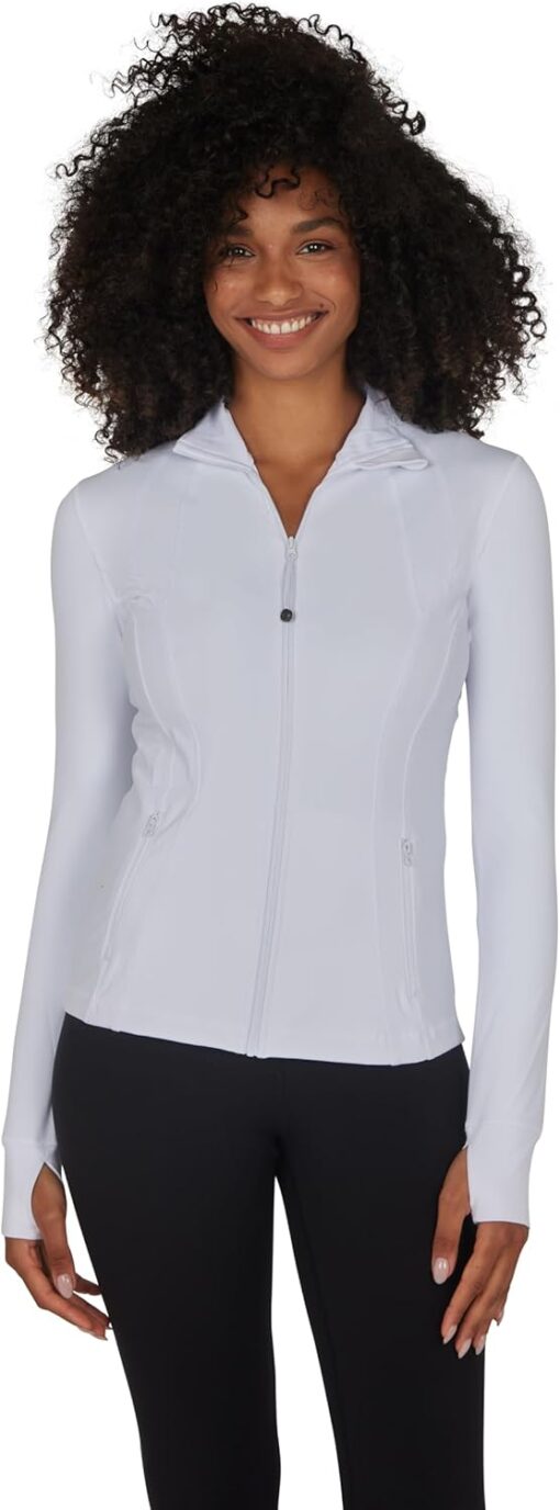 90 Degree By Reflex Full Zip Running Track Jacket Lightweight Athletic Slim Fit Jacket with Thumbholes