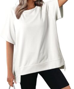 Dokotoo Oversized T Shirts for Women Crewneck Short Sleeve Casual Summer Tops Lightweight Loose High Low Blouse