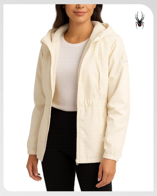 Spyder Womens Rain Jacket - Fleeced Lined Wind breaker Raincoat for Women Zip Up Wind & Water Resistant Jacket Women - Image 2