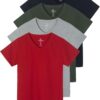 Real Essentials 4 Pack: Women's Classic-Fit Cotton Short-Sleeve V-Neck T-Shirt (Available in Plus Size)