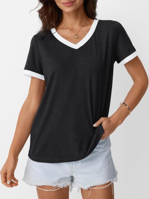 AUTOMET Womens Short Sleeve T-Shirts Summer Tops Casual Soft Tunic V Neck Basic Workout Clothes Spring Fashion Outfits 2025 - Image 2