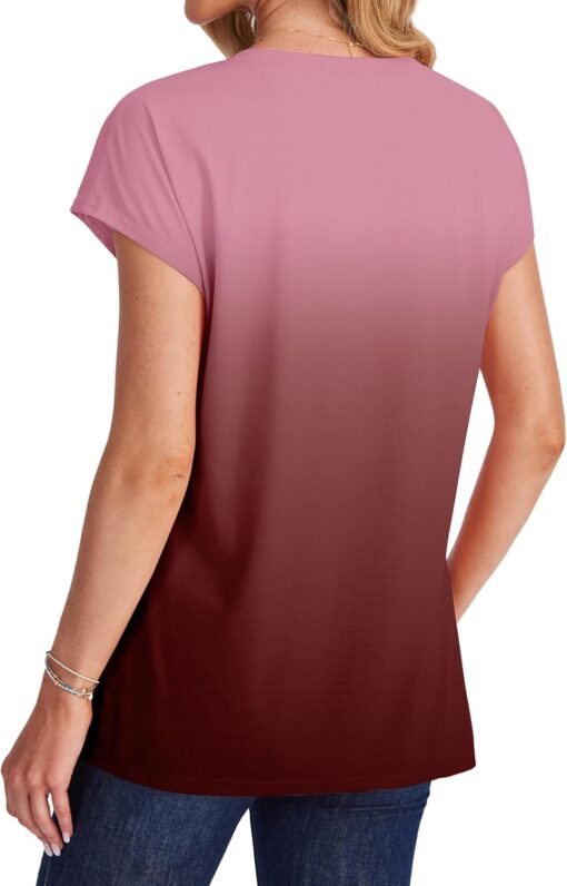 SAMPEEL Womens T Shirts V Neck Cap Short Sleeve Summer Tops Trendy 2025 Loose Casual Tshirts with Pocket - Image 5